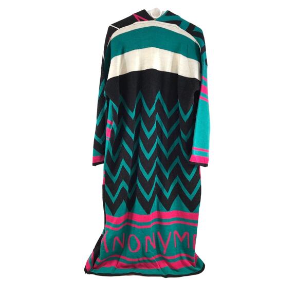 Anonyme Multi Color Long Open Front Wool Blend Cardigan Sweater Made in Italy - Picture 2 of 10